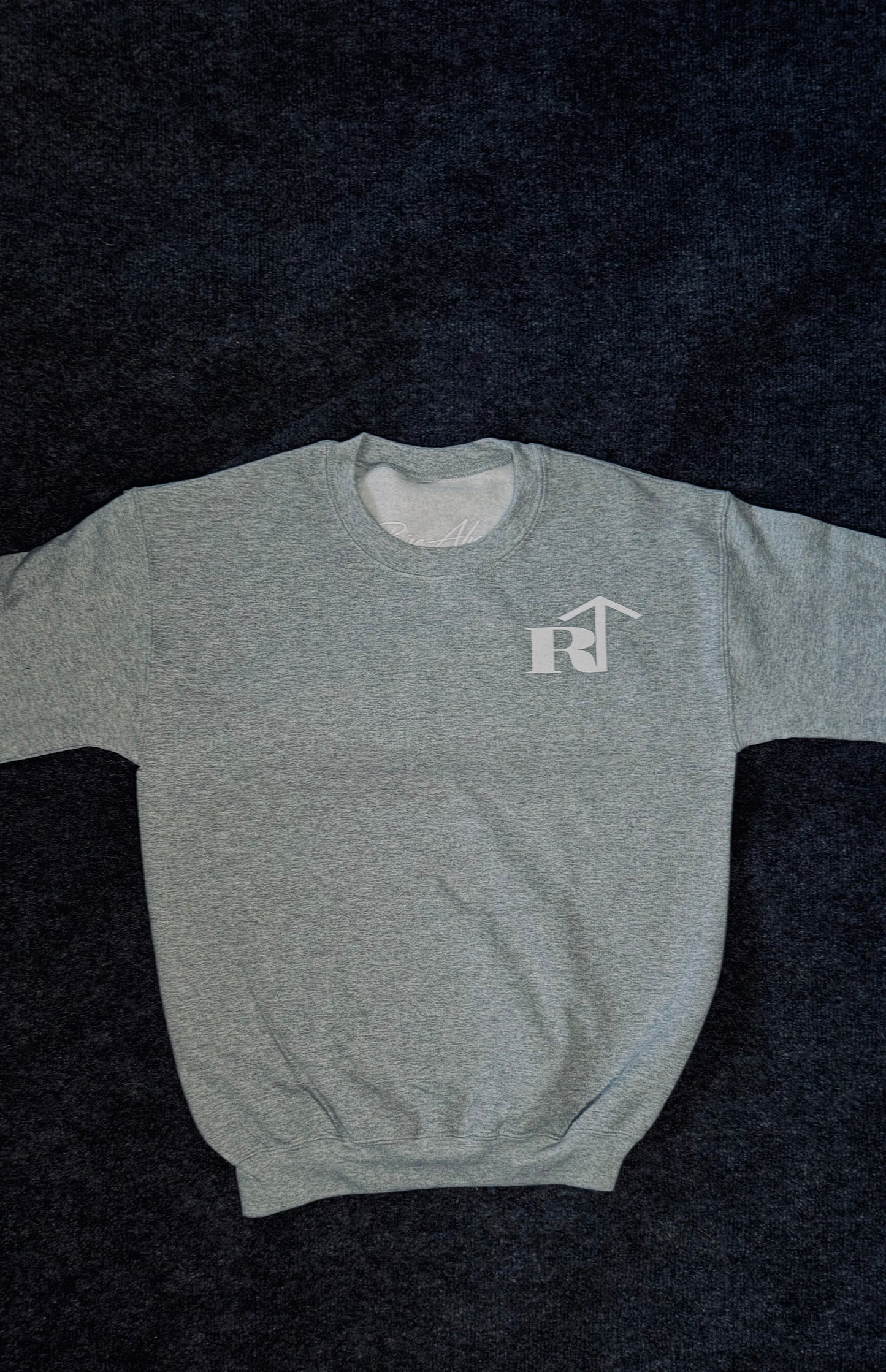 ASH GREY RISE ABOVE SWEATSHIRT FRONT + BACK PRINT