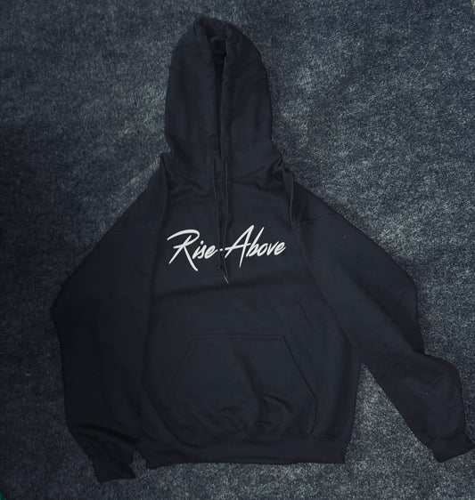BLACK RISE ABOVE NAME HOODIE