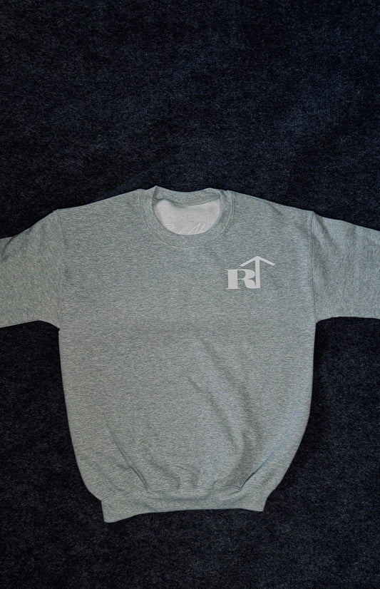 ASH GREY RISE ABOVE SWEATSHIRT FRONT + BACK PRINT